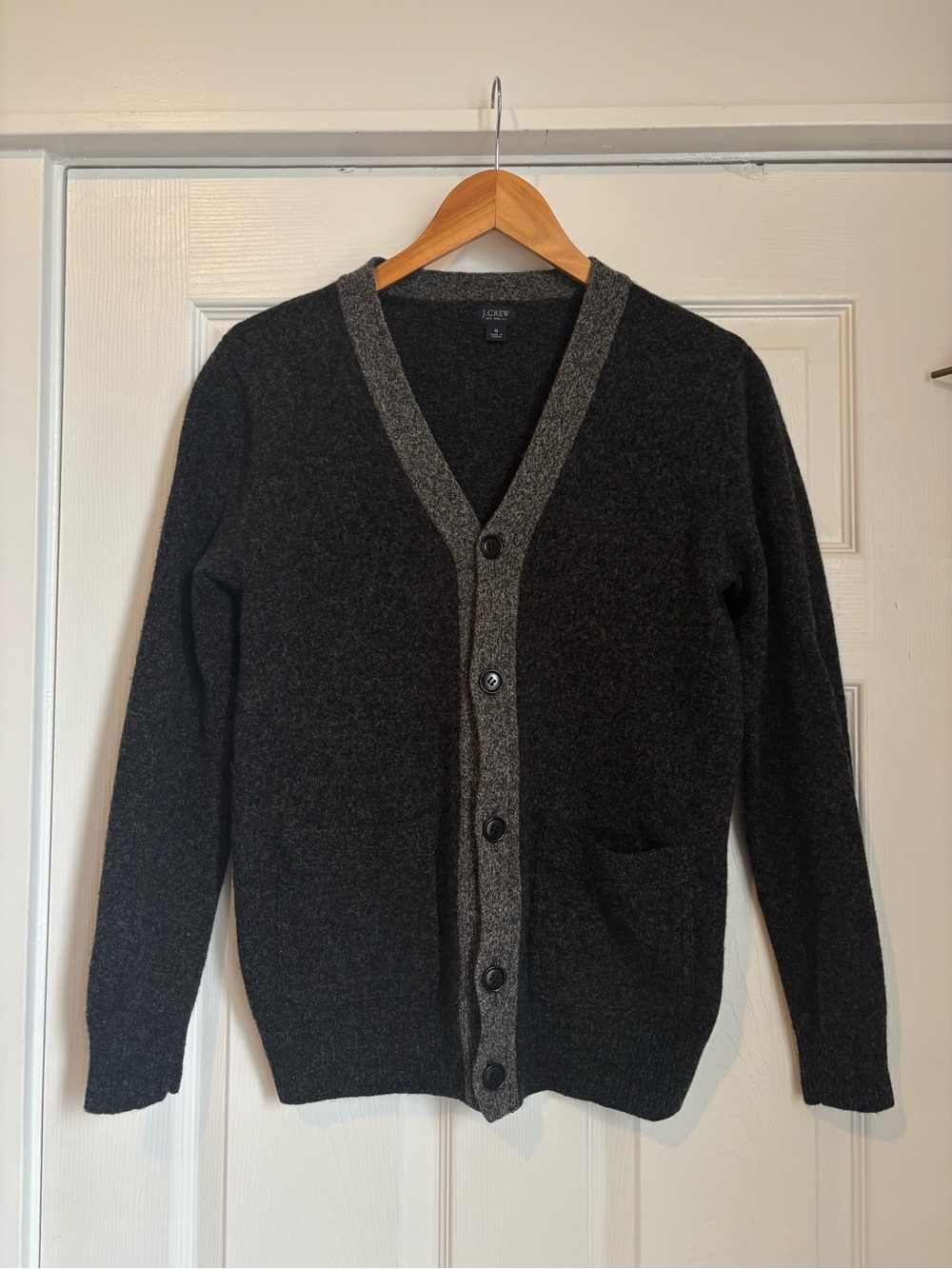J. Crew Holiday 2010 Pristine Lambswool Gray Academia Classic Twee Cardigan